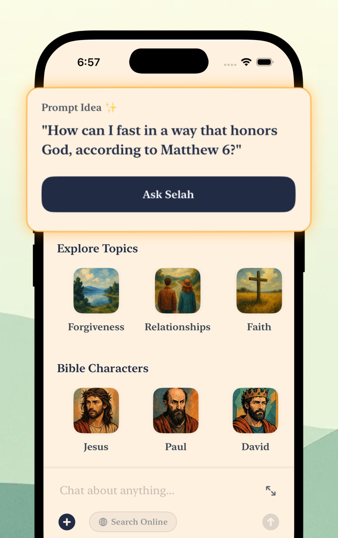 Chat with trusted Christian sources interface