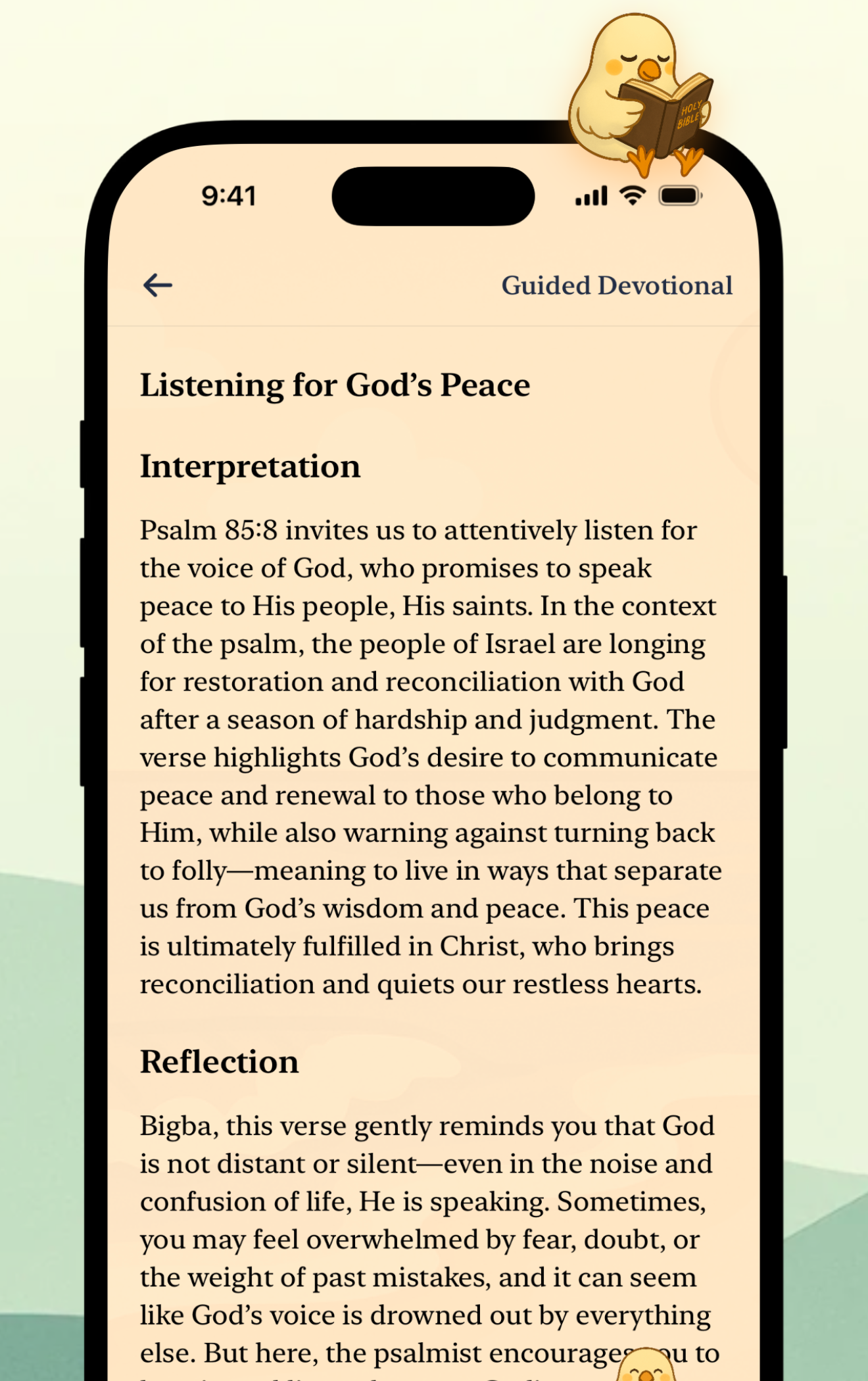 Guided devotionals interface